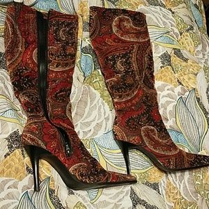 Dillard's Paisley velvet boots